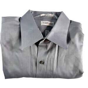 Van Heusen Men's sz XL Sateen Check Gray Textured Long Sleeve Button Dress Shirt